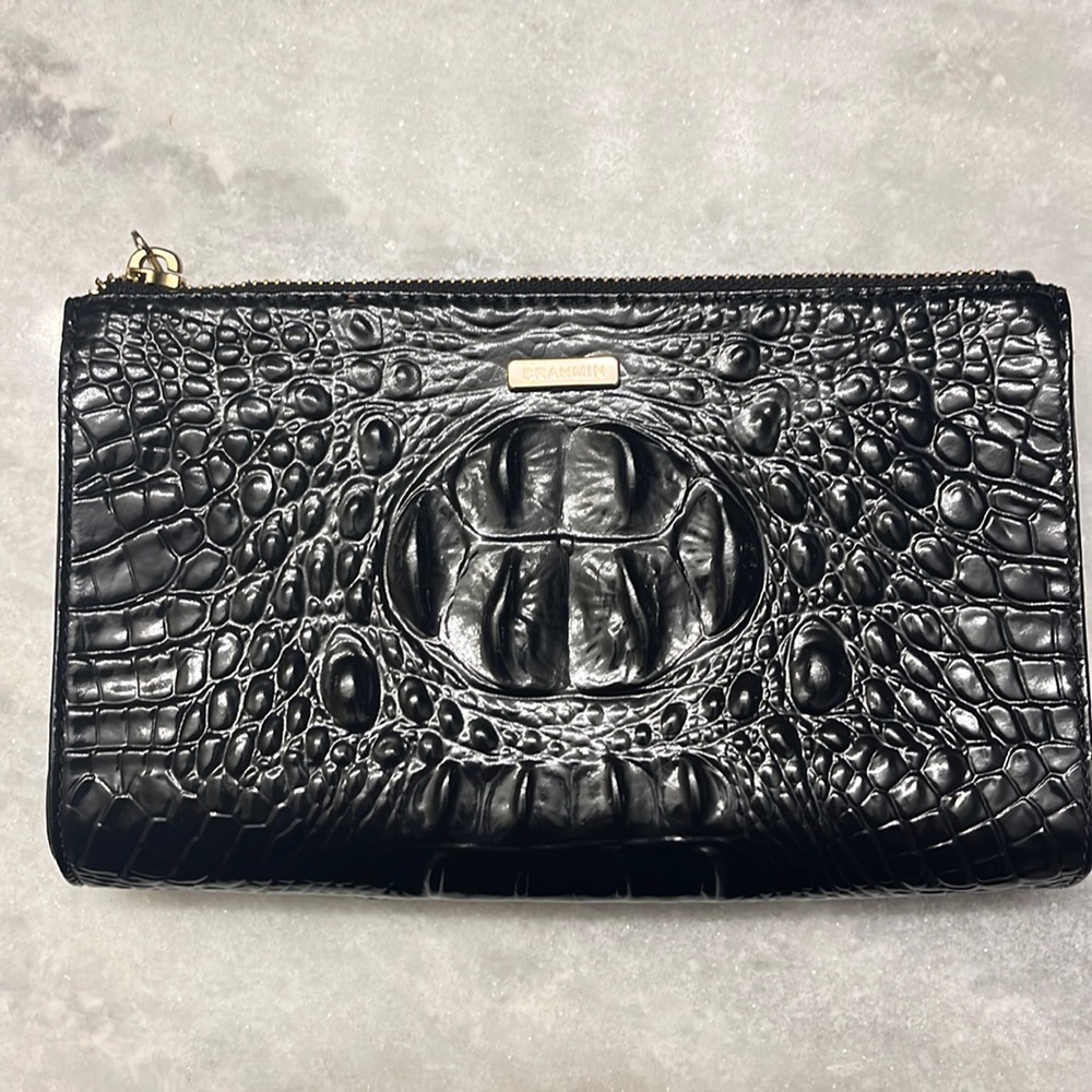 COPY - Brahmin Black Daisy Wristlet